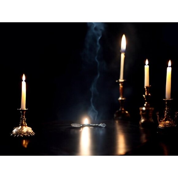 Carved Leaf Spoon with Crystal Accent, Apothecary Witchcraft Decor, 4.33" - Picture 5 of 7